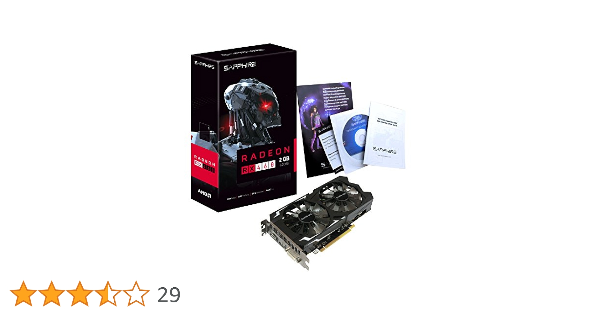 PCパーツ SAPPHIRE RADEON RX460 2GB GDDR5 Sapphire Radeon Rx 460 2GB GDDR5 HDMI / DVI-D DP OC (UEFI